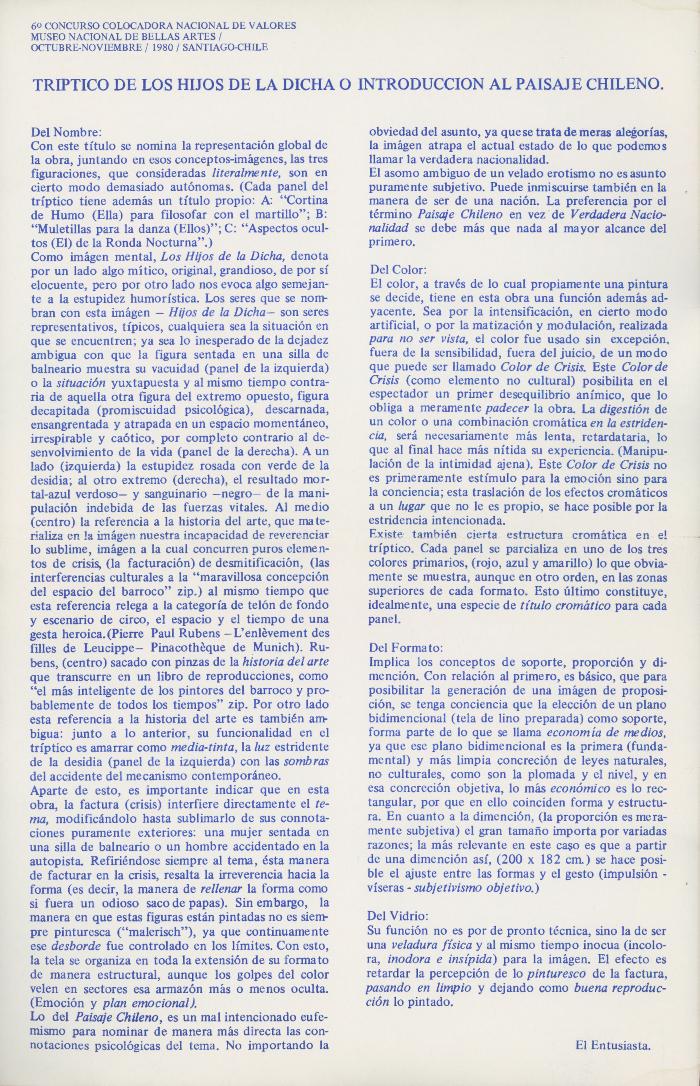 Los Hijos de la Dicha o Introducción al Paisaje Chileno