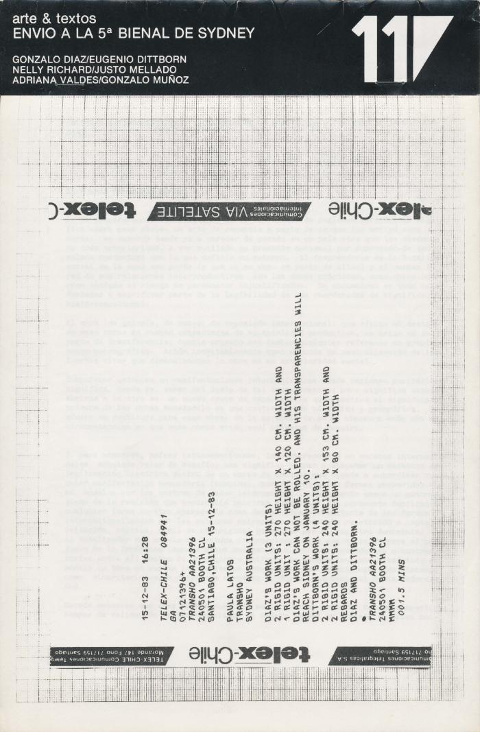 Arte & Textos. Envío a la 5ª Bienal de Sydney. Gonzalo Díaz/Eugenio Dittborn
