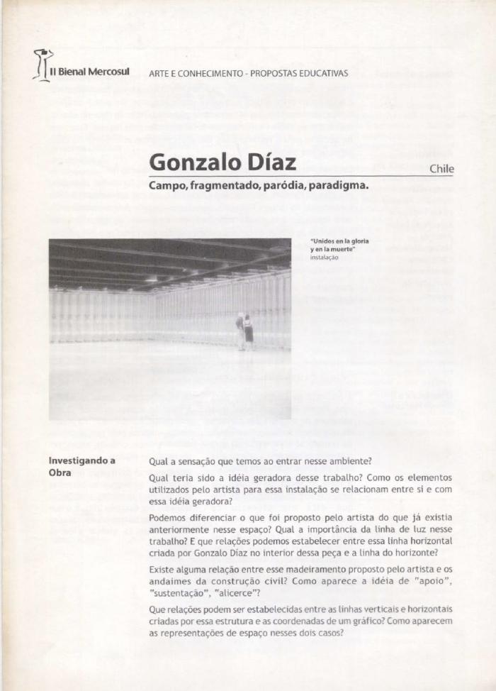 Gonzalo Díaz. Campo, fragmentado, paródia, paradigma.