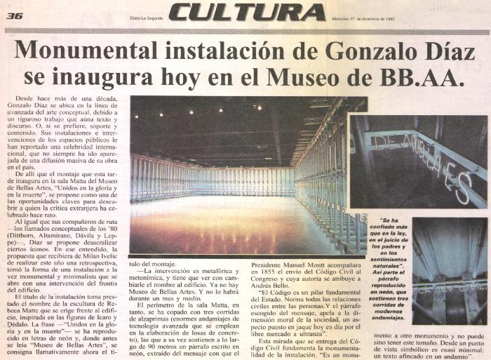 Monumental instalación de Gonzalo Díaz se inaugura hoy en el Museo de BB.AA.