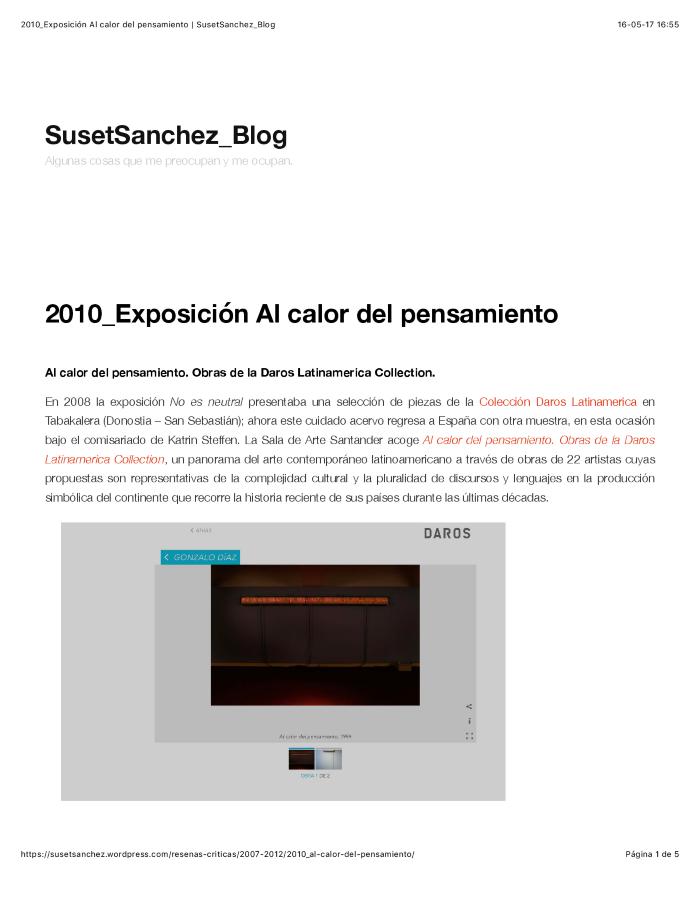 2010_Exposición Al calor del pensamiento