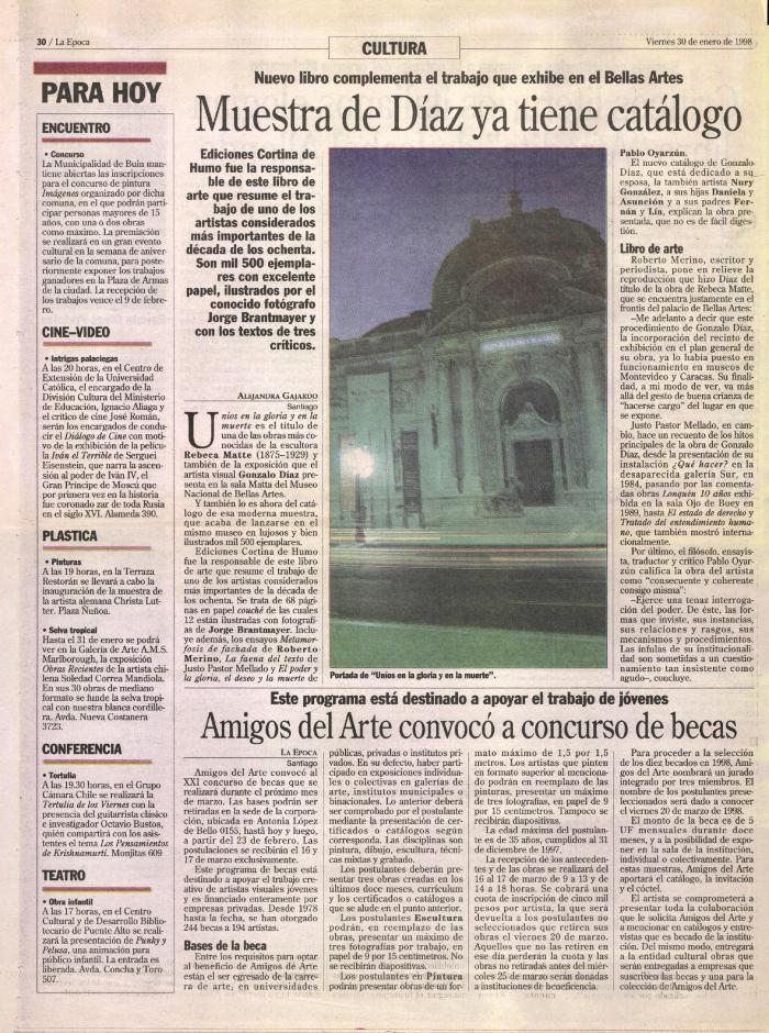 Muestra de Díaz ya tiene catálogo