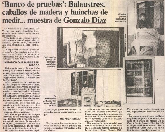 Banco de Pruebas: Balaustres, caballos de madera y huinchas de medir… muestra de Gonzalo Díaz