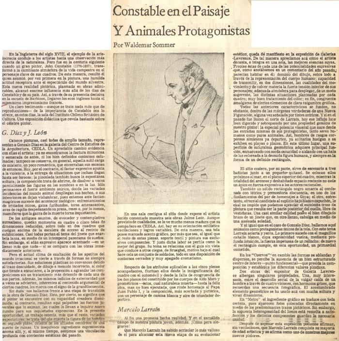 1978 Diario El Mercurio - Constable en el paisaje y animales protagonistas