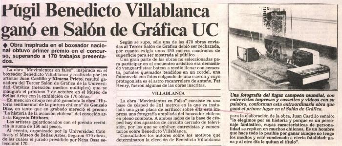 Púgil Benedicto Villablanca ganó Salón de Gráfica