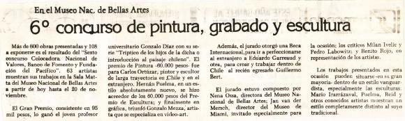6to concurso de pintura, grabado y escultura