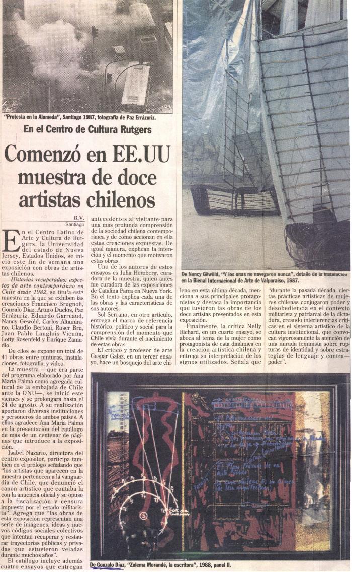 Comenzó en EE.UU muestra de doce artistas chilenos