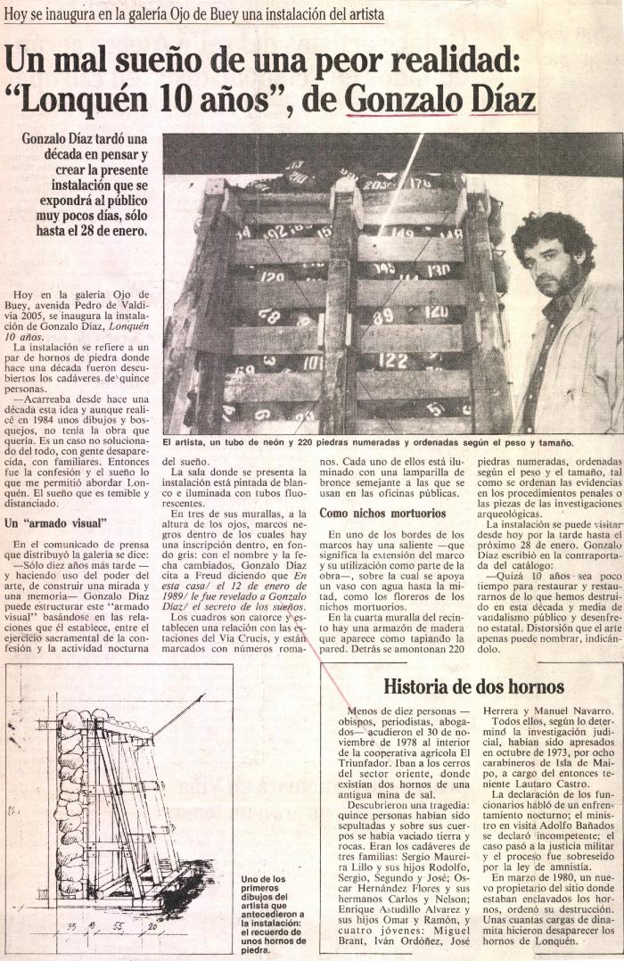 Un mal sueño de una peor realidad: Lonquén 10 años de Gonzalo Díaz