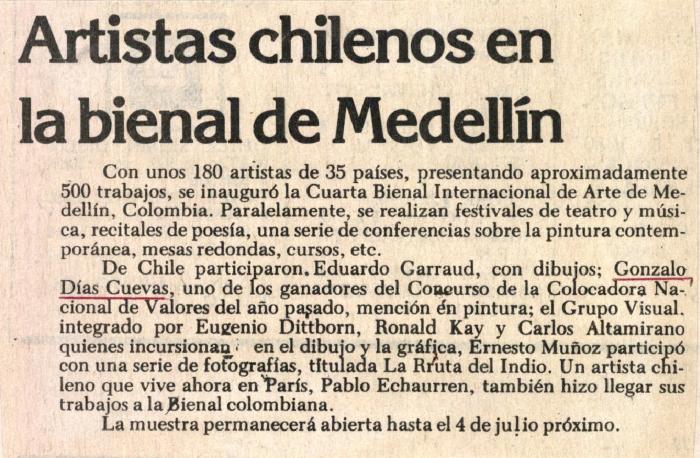 Artistas chilenos en la Bienal de Medellín