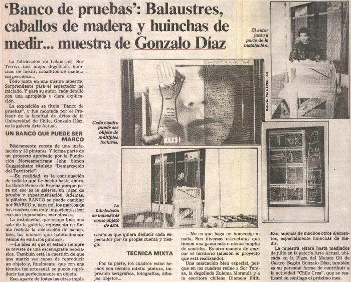 Banco de Pruebas: Balaustres, caballos de madera y huinchas de medir… muestra de Gonzalo Díaz