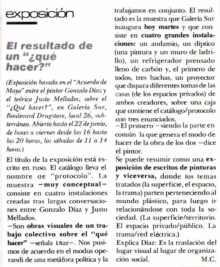El resultado de un qué hacer?