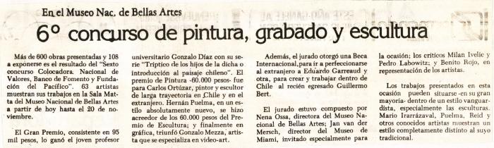 6to concurso de pintura, grabado y escultura