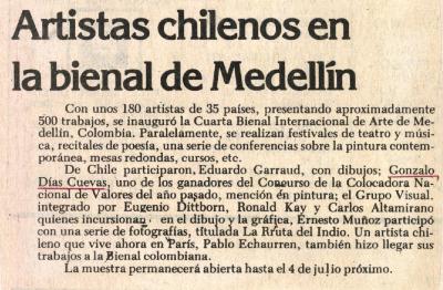 Artistas chilenos en la Bienal de Medellín