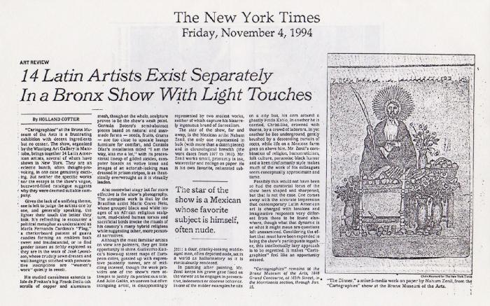 14 latin artists exist separately in a Bronx show with light touches