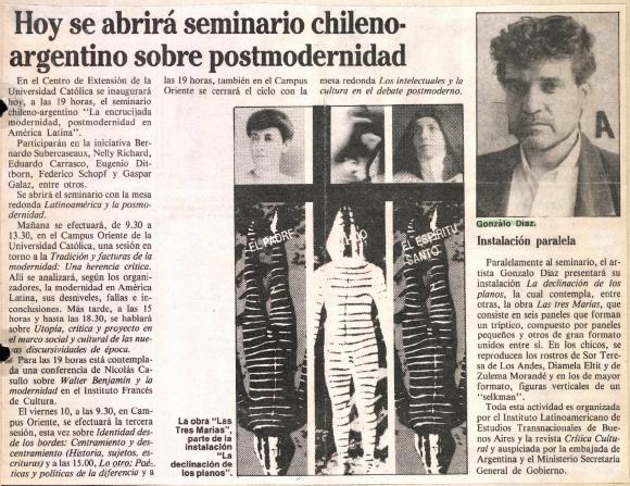 Hoy se abrirá seminario chileno-argentino sobre postmodernidad