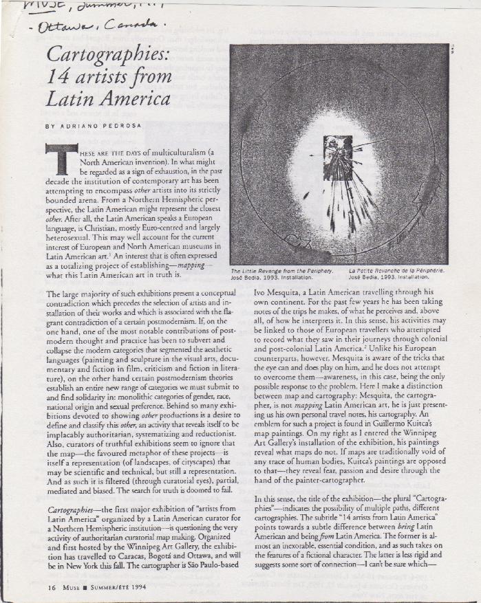Cartographies, 14 artistes d’Amerique latine