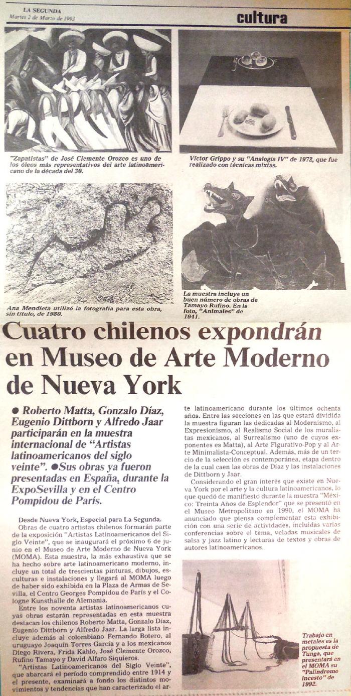Cuatro chilenos expondrán en Museo de Arte Moderno de Nueva York