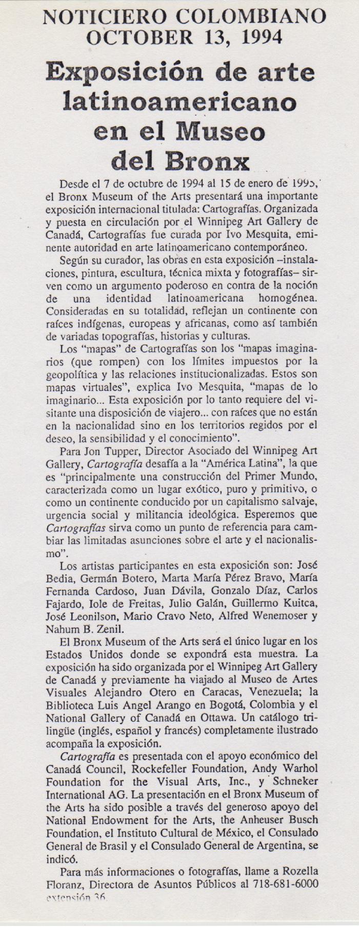Exposición de arte latinoamericano en el Museo del Bronx