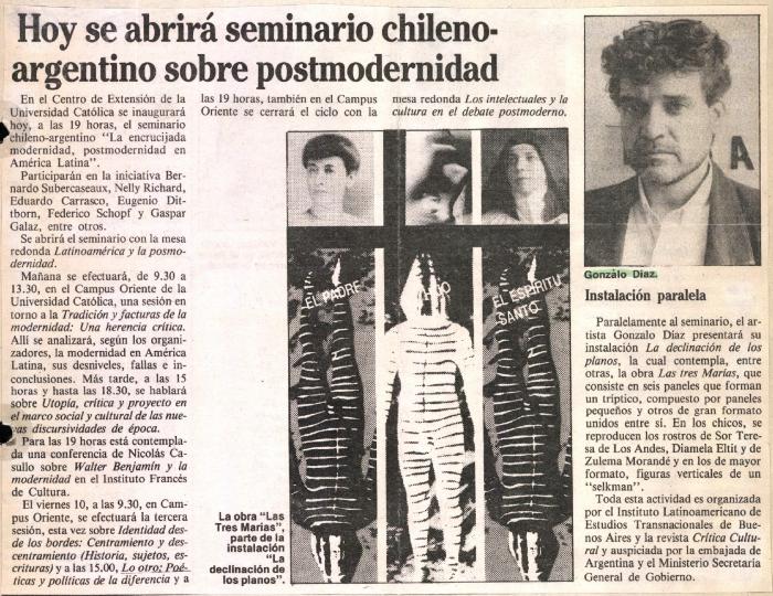 Hoy se abrirá seminario chileno-argentino sobre postmodernidad