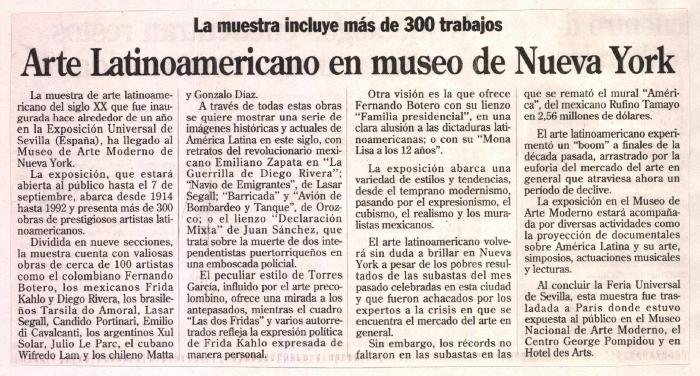 Arte Latinoamericano en museo de Nueva York