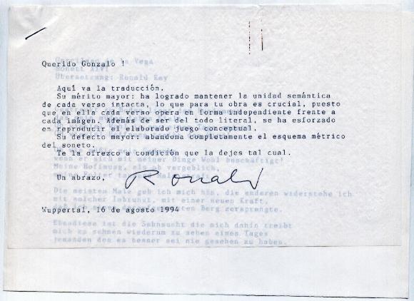 Soneto Garcilaso traducido al alemán por Kay