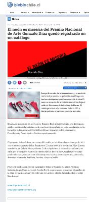 En neón es miseria del premio nacional de arte Gonzalo Díaz quedó registrado en un catálogo