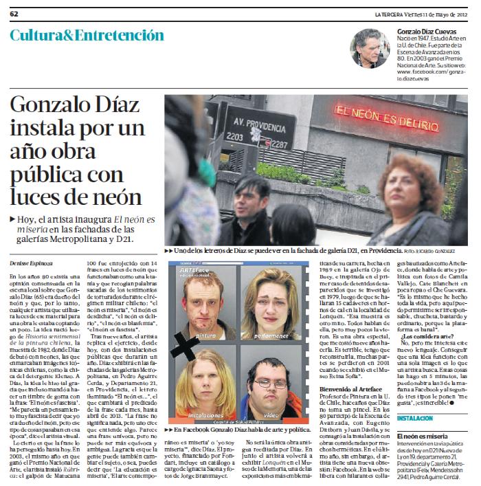 Gonzalo Díaz instala por un año obra pública con luces de neón