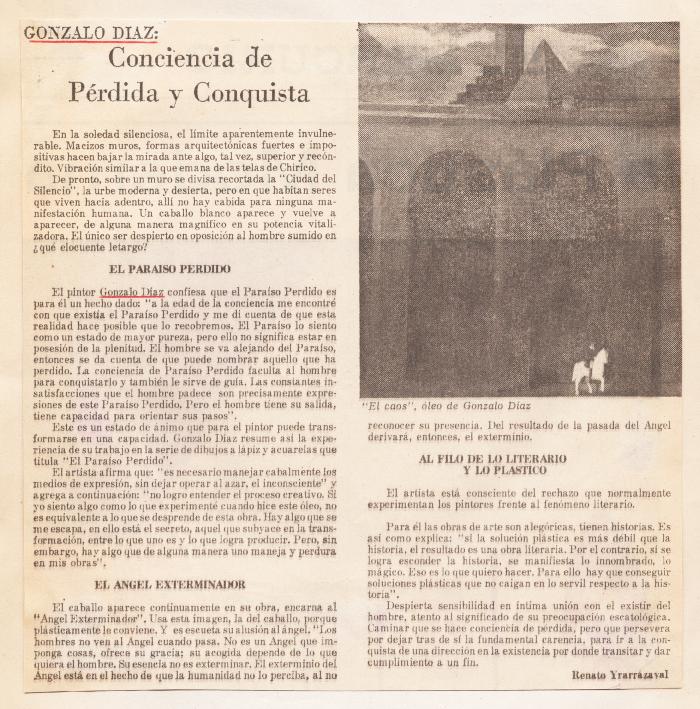 Gonzalo Díaz_ Conciencia de pérdida y conquista