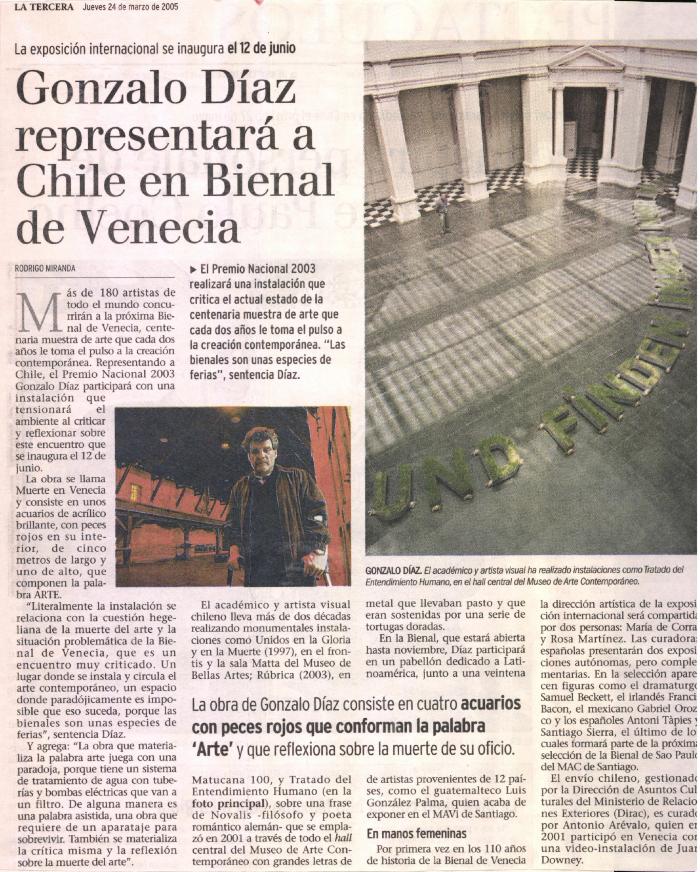 Gonzalo Díaz representará a Chile en Bienal de Venecia