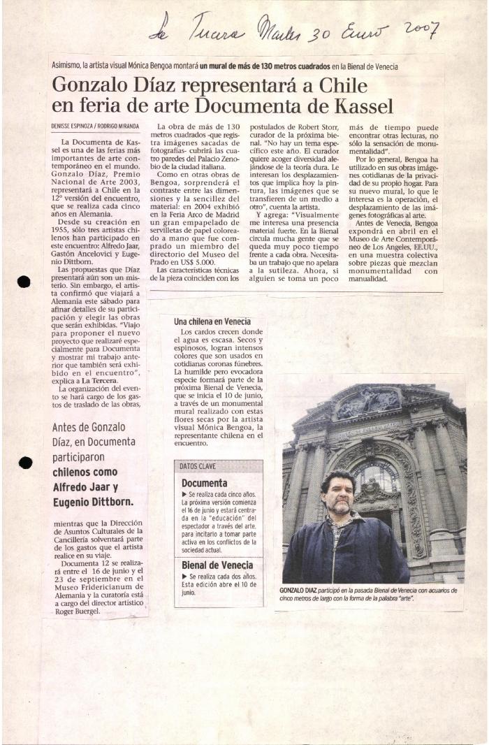 Gonzalo Díaz representará a Chile en feria de arte Documenta de Kassel