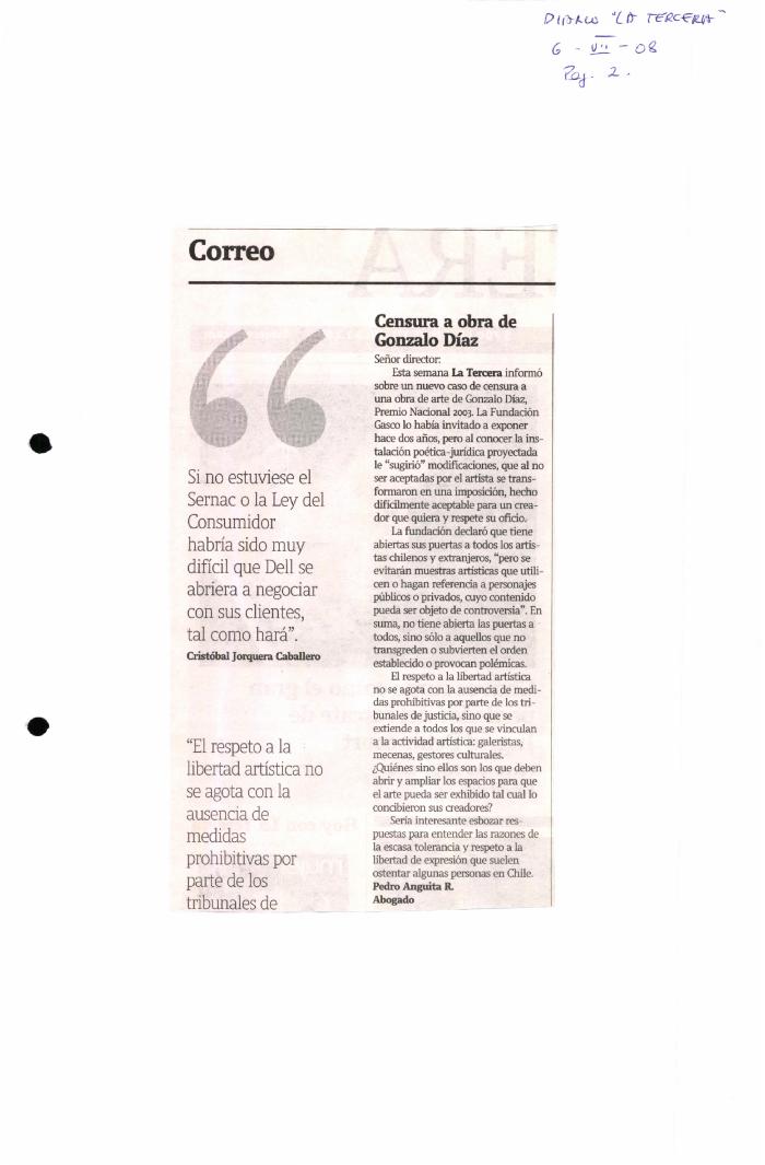 Censura a obra de Gonzalo Díaz