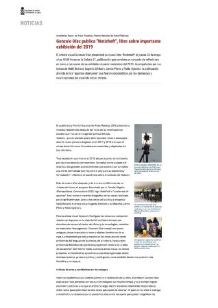 Gonzalo Díaz publica Notizheft, un libr sobre importante exposición de 2019