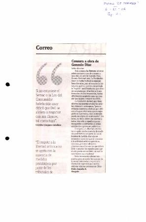 Censura a obra de Gonzalo Díaz