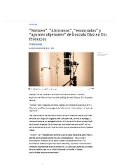 "Notizen": "Aforismos", "enunciados" y "apuntes objetuales" de Gonzalo Díaz en D21 Proyectos