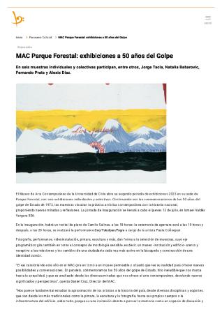 MAC Parque Forestal: exhibiciones a 50 años del Golpe