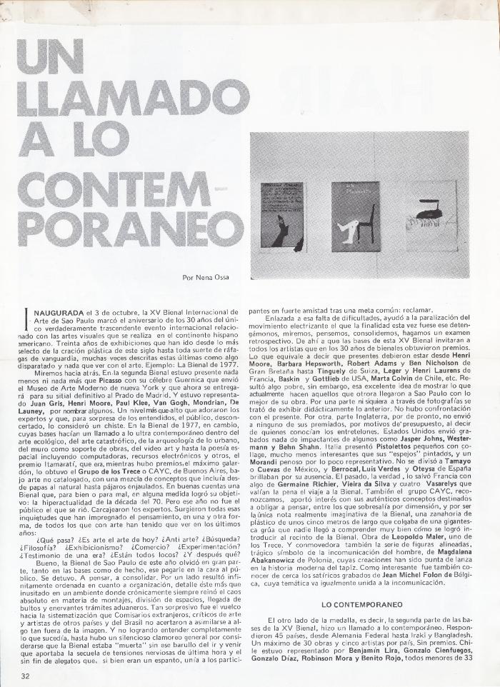 Un llamado a lo contemporáneo