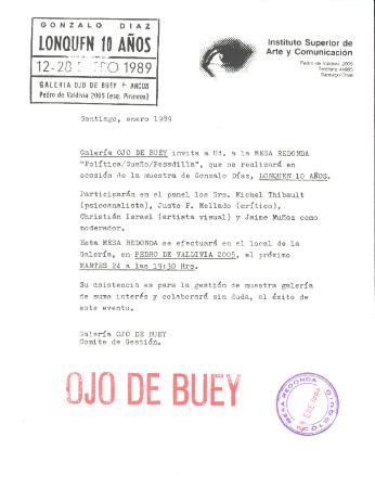 Invitación a la mesa redonda: Política/Sueño/Pesadilla con ocasión de la muestra Lonquén 10 años