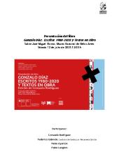 Presentaciones del libro Gonzalo Díaz. Escitos 1980-2020 y Textos en Obra