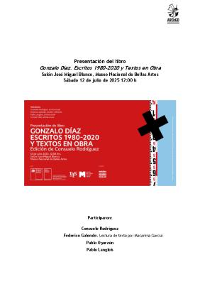 Presentaciones del libro Gonzalo Díaz. Escitos 1980-2020 y Textos en Obra