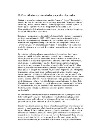 Notizen. Aforismos, enunciados y apuntes objetuales